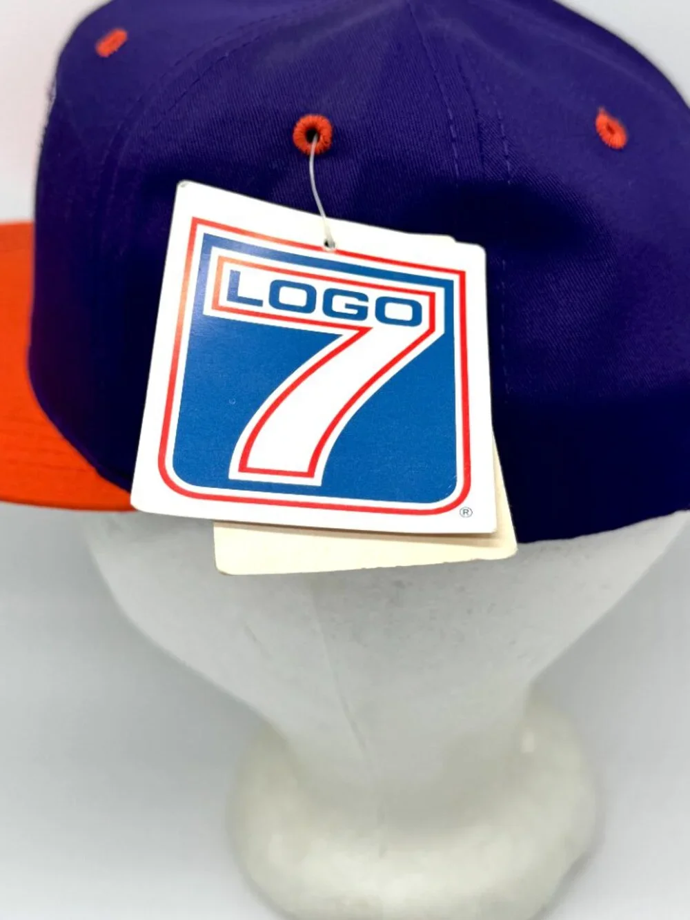 Vintage Phoenix Suns Deadstock Youth Logo 7 Snapback Hat NBA NWT Purple Orange